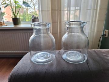 2x Prachtige Glazen Vaas 20 cm