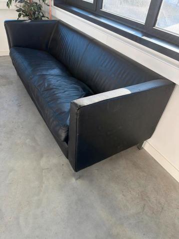 Zwarte leren bank - gratis af te halen