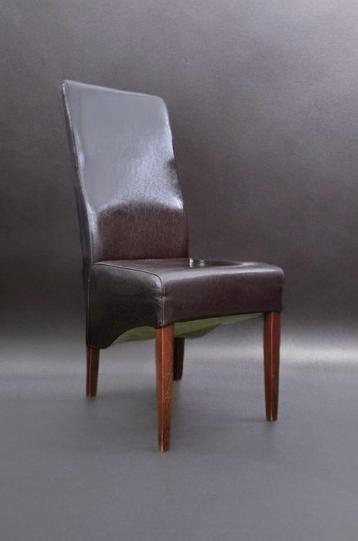 4 leren stoelen - Donkerbruin
