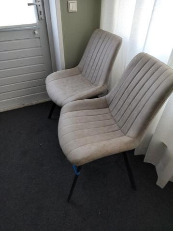 Set van 2 comfortabele eetkamerstoelen - Grijs stof