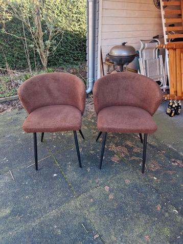 2 bruine fluffy stoelen teddy eetkamerstoel