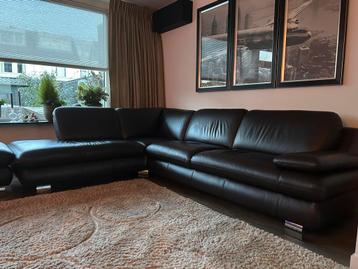 Hoekbank met hockers donkerbruin