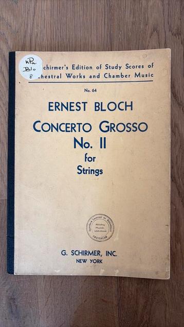 Partituur Bloch Concerto Grosso 2 strijkers