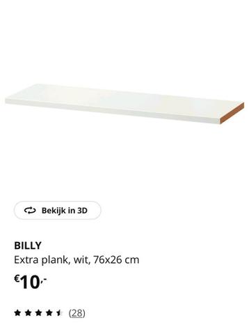 2 Legplanken Ikea Billy kast 76x26