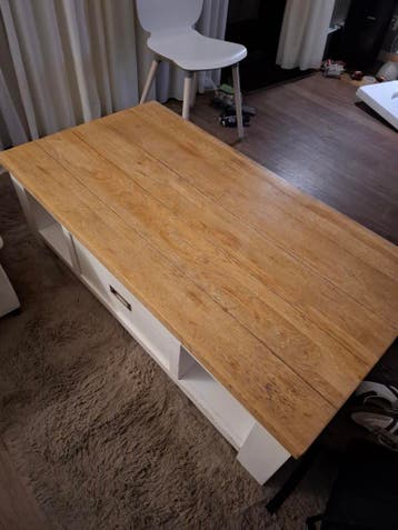 Houten salontafel met opbergruimte