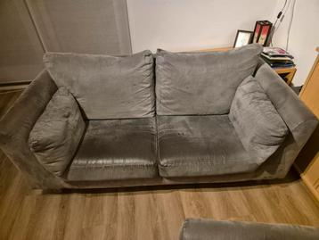 Twee grijze 2-persoonsbanken 180x90 cm