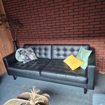 Zwarte leren Ikea bank 198 cm breedte