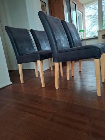 GRATIS 4 zwarte stoffen eetkamerstoelen