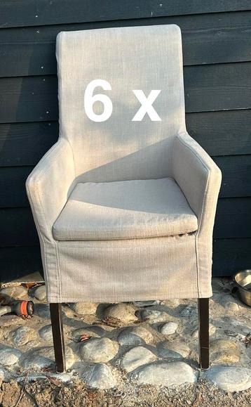 6 eetkamerstoelen met afneembare hoezen van stoel en kussen