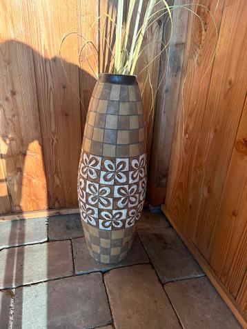 Grote vaas met mozaïekpatroon - Bruin/Wit