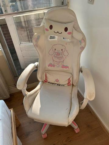 Gaming stoel - Wit met roze accenten en Cinnamoroll print