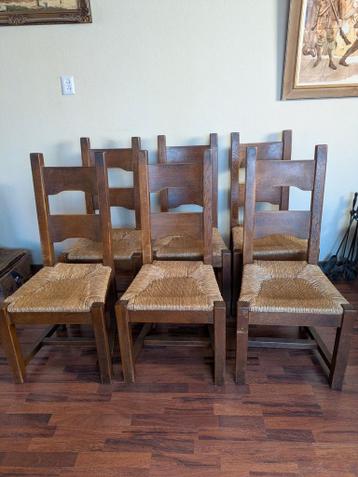 Gratis, 6 stoelen met rieten zitting