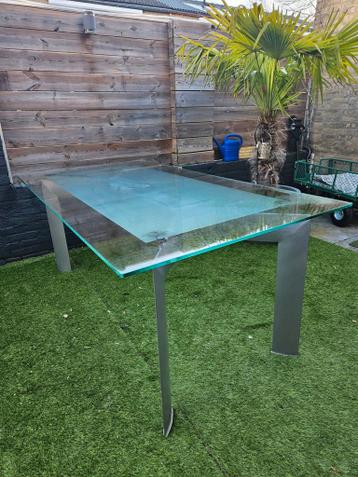 Glazen eettafel 1.90 x 1.00 mtr - Gratis af te halen