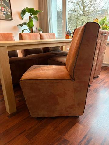 GRATIS 6x eetkamerstoelen (leer, cognac)