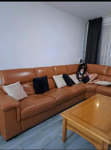 Gratis: Ruime Leren Hoekbank   (MOET WEG)