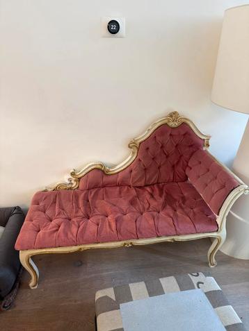 GRATIS - VANDAAG: Charmante oud roze fluwelen chaise longue