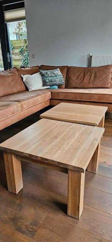 2x Eiken Bijzettafel 60x60cm - Gratis Af Te Halen