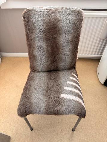 2 Comfortabele stoelen met imitatiebont - Grijs/Bruin