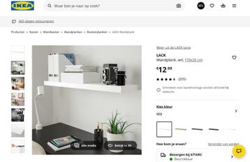 Gratis 2x Wandplank Lack van Ikea, 110x26x5 cm incl bevest.