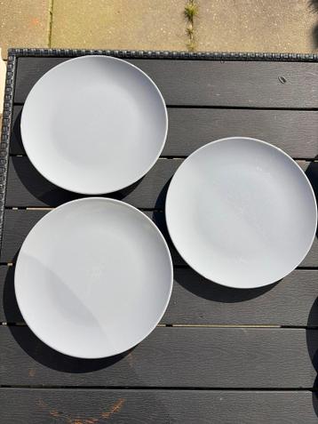 Set van 3 grote grijze dinerborden