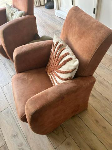 Fauteuils cognac kleur 2 stuks