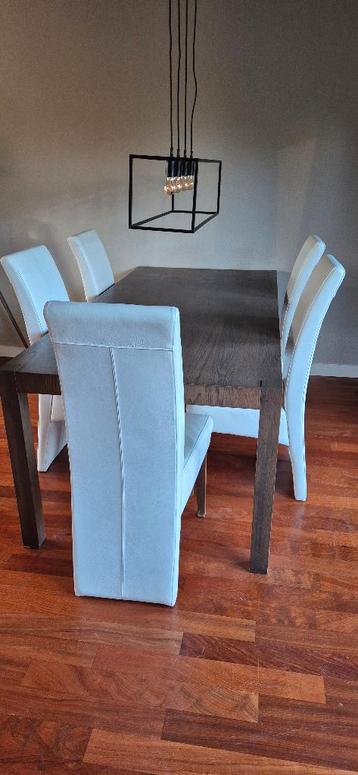 Gratis eettafel inclusief 5 leren stoelen