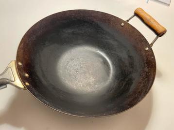 Grote gebruikte wokpan - 35 cm diameter