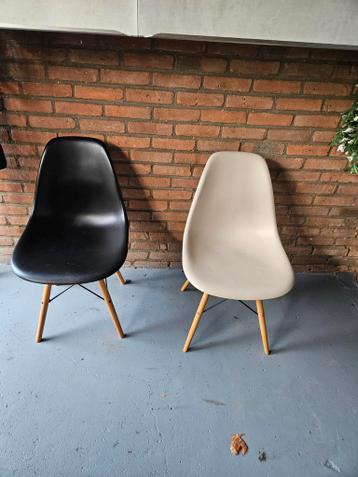 Set van 2 Eames-stijl stoelen - Zwart en Crème