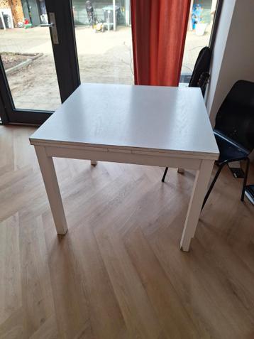 Uitschuifbare eettafel wit 90x90/169x90
