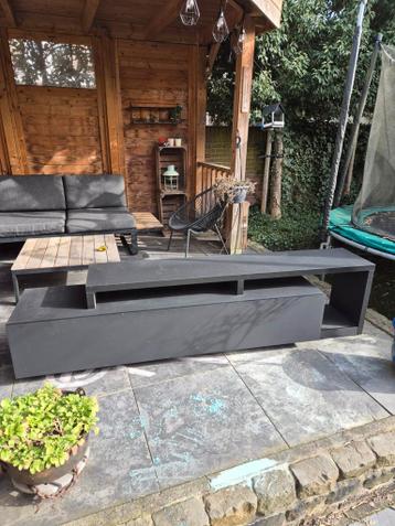 Zwarte TV-kast met grote lade - 220x45x53 cm