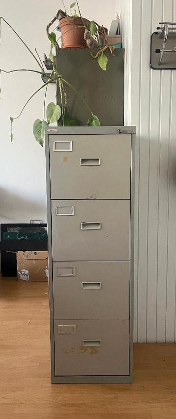 Industriële vintage archiefkast, met 4 laden, metaal