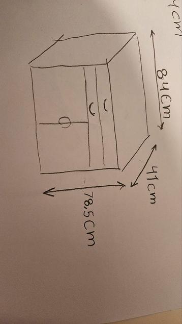 Bruine kast met 2 laden - L84xB41xH78,5 cm