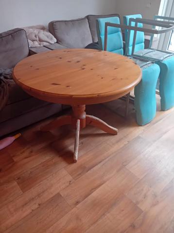 Retro grenen ronde tafel - Gratis af te halen
