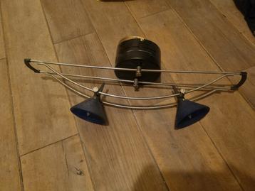 Vintage plafondlamp met 2 spots - industrieel design