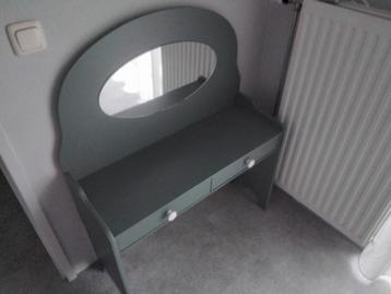 Vintage Kinder Kaptafel met Spiegel - Groen Hout