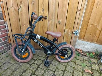 Amigo kinderfietsje - Zwart met bruine banden