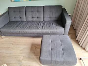 Antraciet 3-persoons bank met hocker