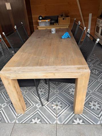 Grote acacia fineer eettafel 220x100x79 cm