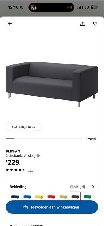 GRATIS IKEA Klippan 2-zitsbank Vissle grijs GRATIS