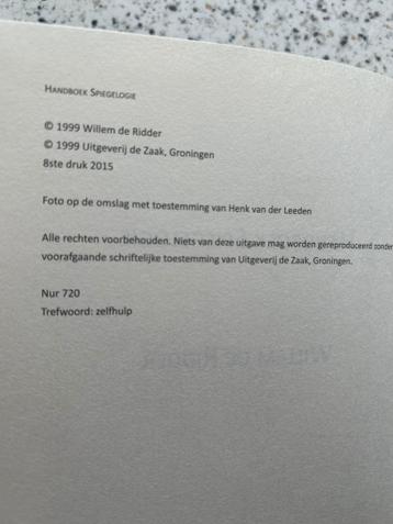 Handboek Spiegelogie - Willem de Ridder (8ste druk 2015)