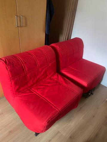 2x Eenpersoons Slaapbank Rood - Ideaal voor logees
