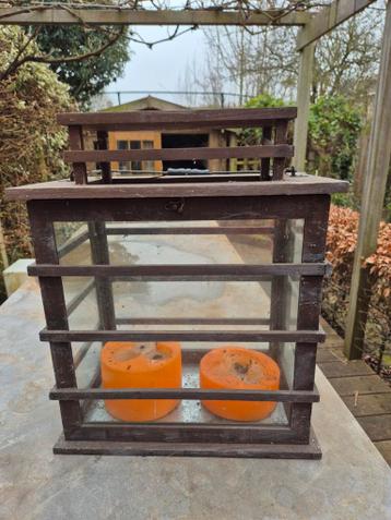 Houten Windlicht/Kast voor Buiten met Glazen Panelen