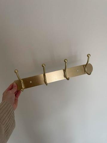 Gouden messing kledingrekje / kapstok met 4 haken