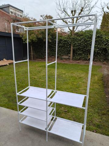 Flexibel Kastje / Kledingrek met Planken - Wit Kunststof