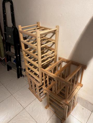 5 houten wijnrekken - gratis af te halen