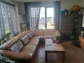 Leren hoekbank met extra middenstuk