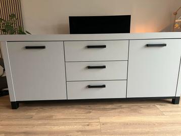Moderne dressoirkast met lades en deuren - Grijs/Houtlook