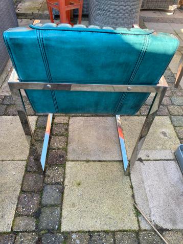 Vintage Stoel met Chromen Frame en Groen Bekleding