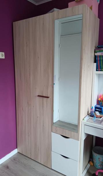 Kledingkast met spiegel en lades (100x55x195 cm)
