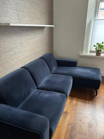 Donkerblauwe fluwelen 3-zitsbank